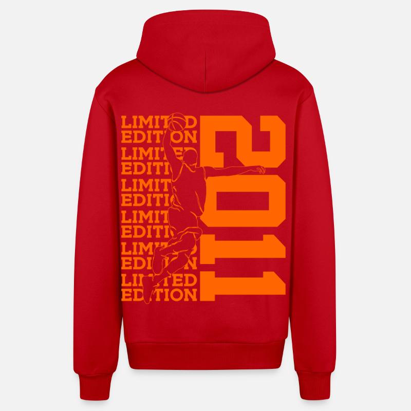 ÉDITION LIMITÉE 2011 BASKETBALL 15E ANNIVERSAIRE - Veste à capuche bio décontractée fabriquée en UE - rouge