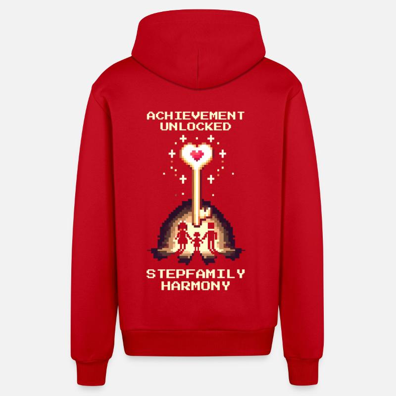 Harmonie Patchwork Débloquée | Patchwork - Veste à capuche bio décontractée fabriquée en UE - rouge