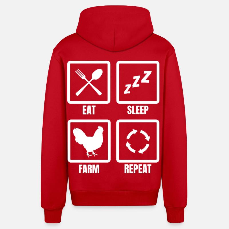 Manger Dormez Ferme Répéter - Veste à capuche bio décontractée fabriquée en UE - rouge