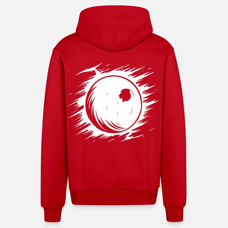 Dessin de boule de bowling - Veste à capuche bio décontractée fabriquée en UE - rouge