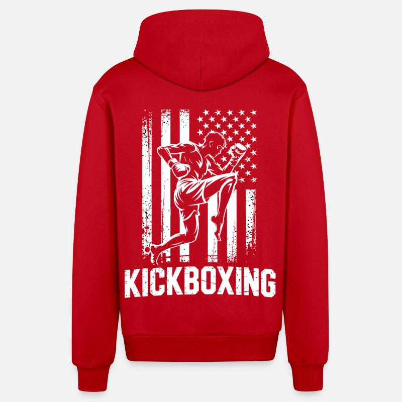 Style du drapeau du kickboxing - Veste à capuche bio décontractée fabriquée en UE - rouge
