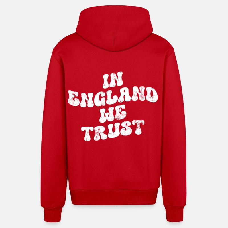 En Angleterre, nous faisons confiance - Veste à capuche bio décontractée fabriquée en UE - rouge