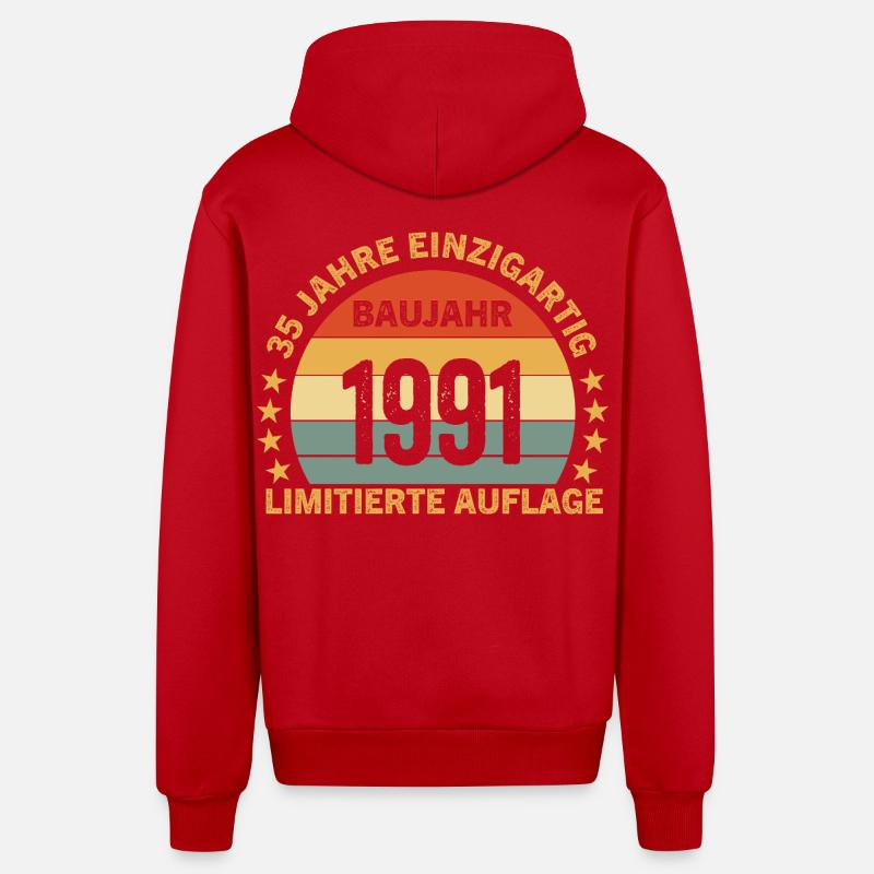 35 ANS D’ÉDITION LIMITÉE UNIQUE - Veste à capuche bio décontractée fabriquée en UE - rouge