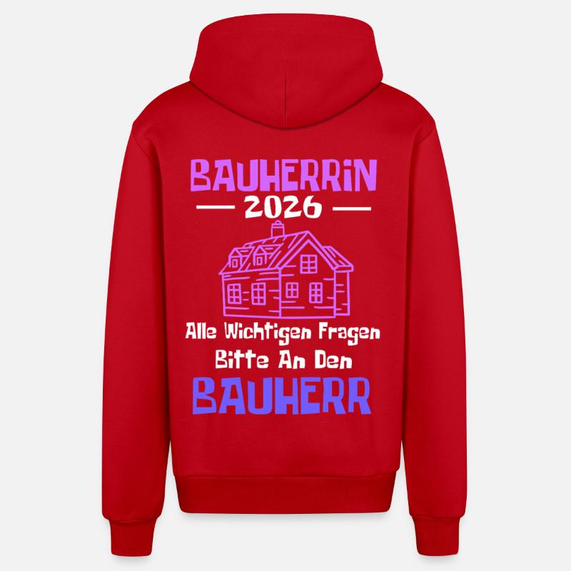Maison de rêve constructeur 2026 - Veste à capuche bio décontractée fabriquée en UE - rouge