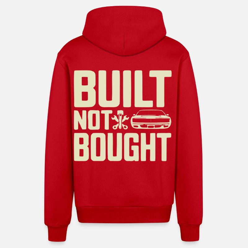 Built Not Bought Screwdriver Statement - Organic Relaxed Hooded Jacket Made in EU - red