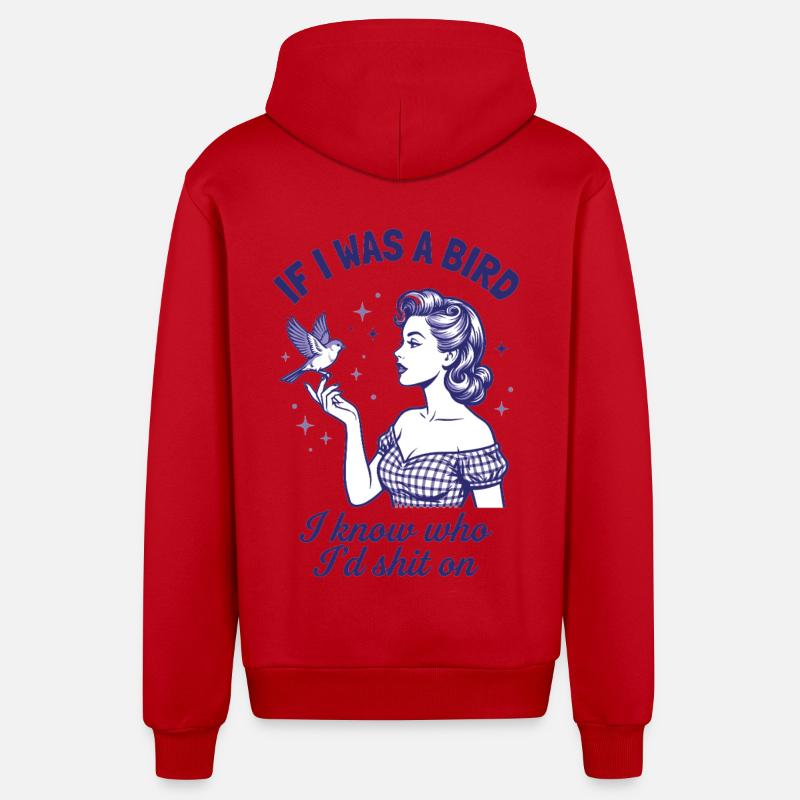 Déclaration rétro de Real Revenge Bird - Veste à capuche bio décontractée fabriquée en UE - rouge