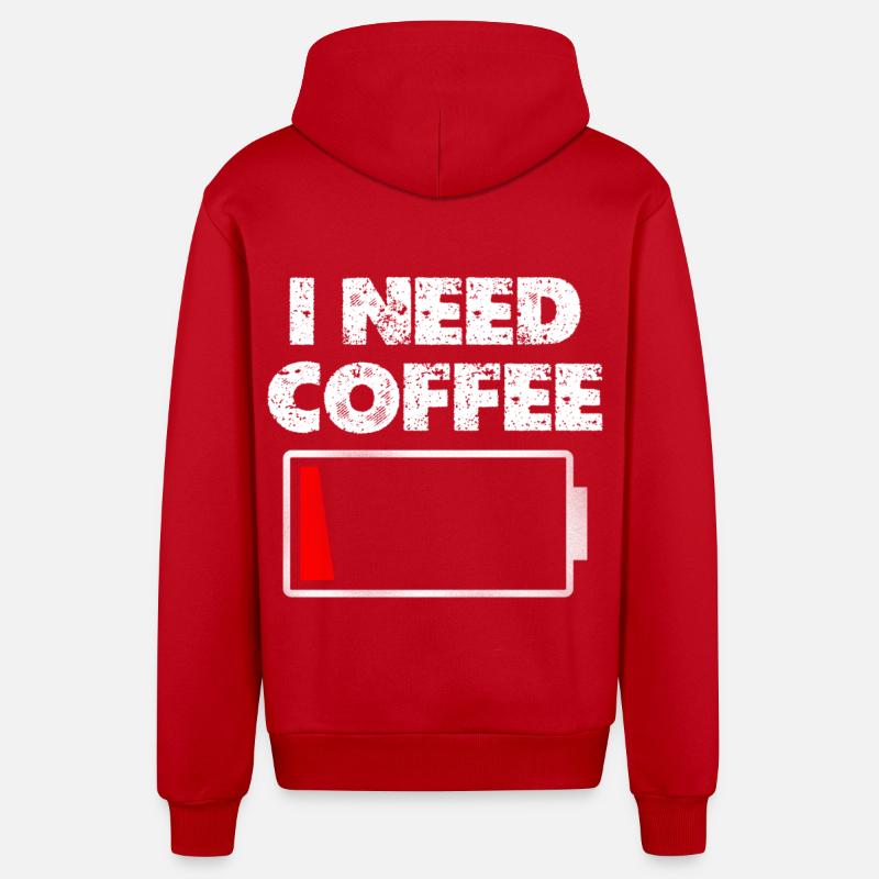 I need coffee battery empty - Organic Relaxed Hooded Jacket Made in EU - red