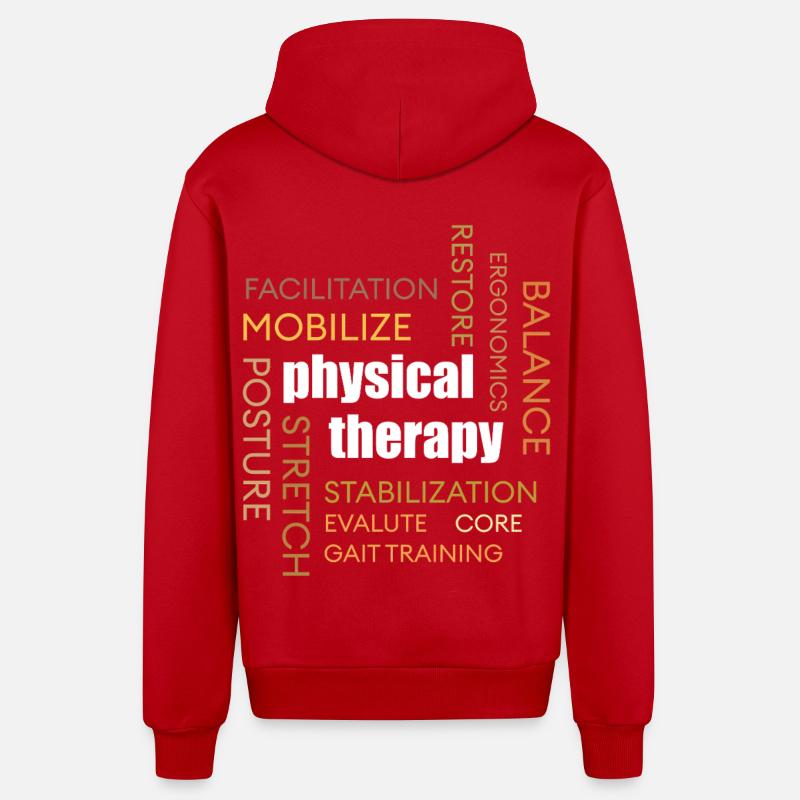 Nuage de mots en physiothérapie : Mobilisation - Veste à capuche bio décontractée fabriquée en UE - rouge