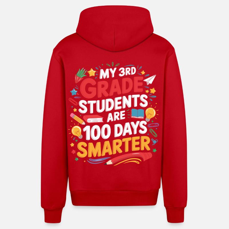 Third Class: 100 Days Smarter - Organic Relaxed Hooded Jacket Made in EU - red