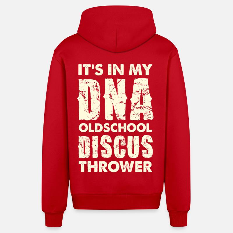 DNA Oldschool Diskuswerfer - Organic Relaxed Kapuzenjacke Made in EU - Rot
