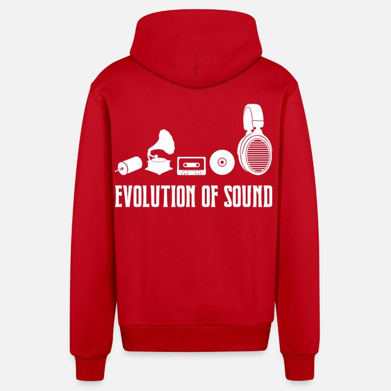 Évolution du son Musique audiophile - Veste à capuche bio décontractée fabriquée en UE - rouge