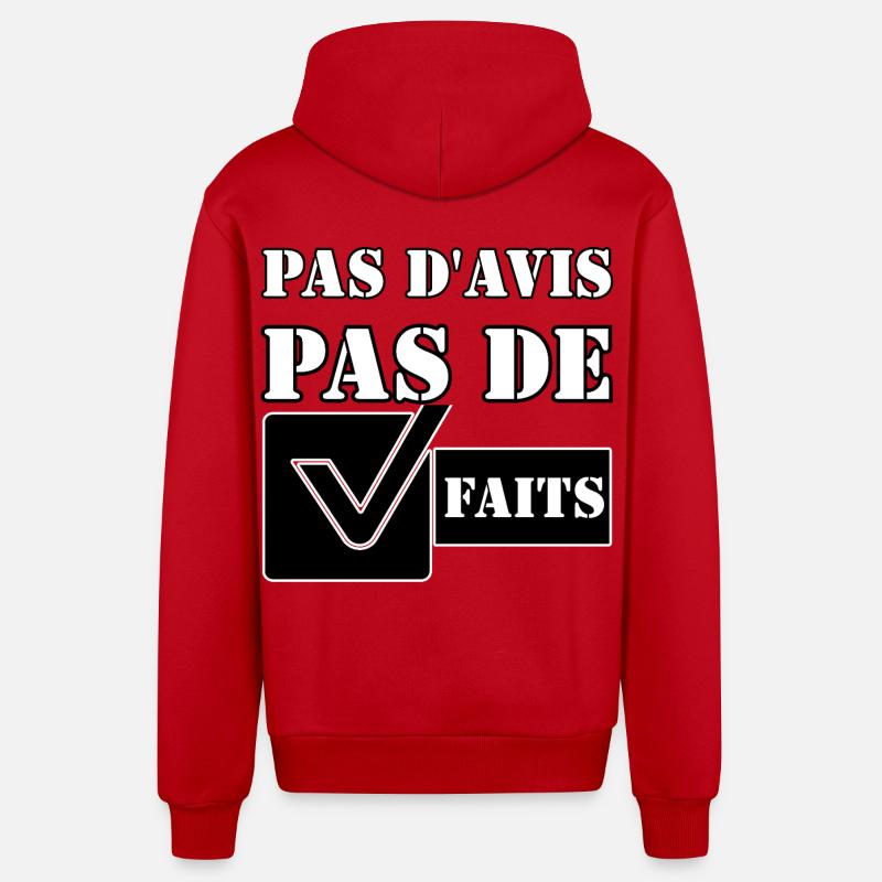 PAS D'AVIS. PAS DE FAITS. - Veste à capuche bio décontractée fabriquée en UE - rouge