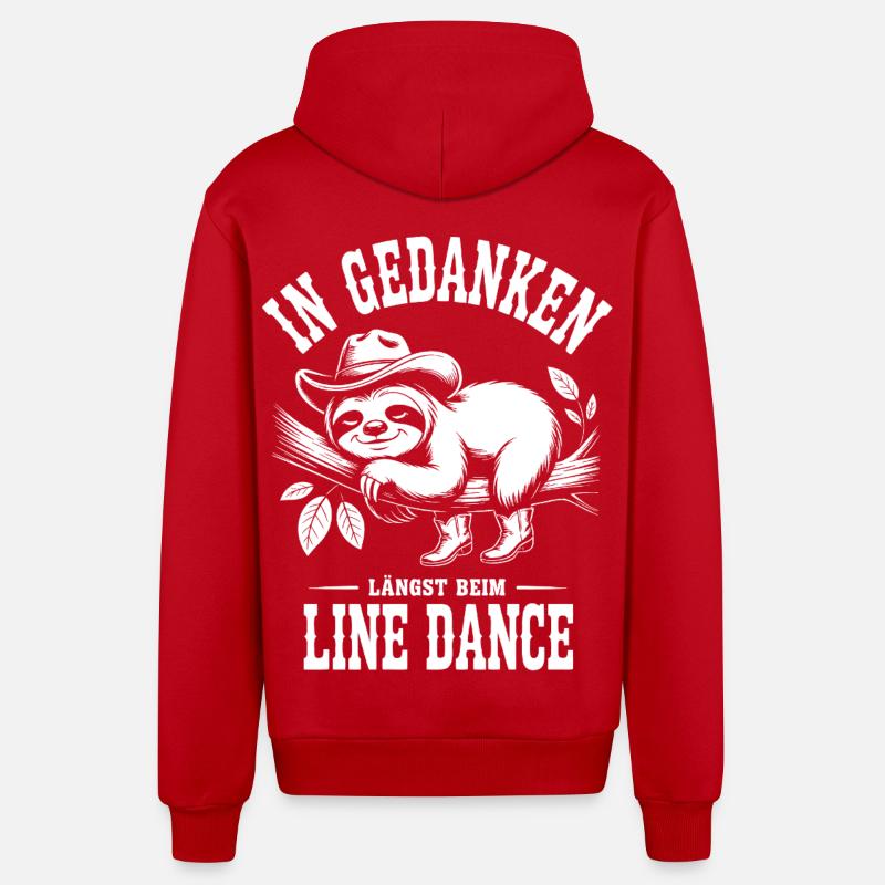 Sloth Line Dance Thoughts - Organic Relaxed Hooded Jacket Made in EU - red