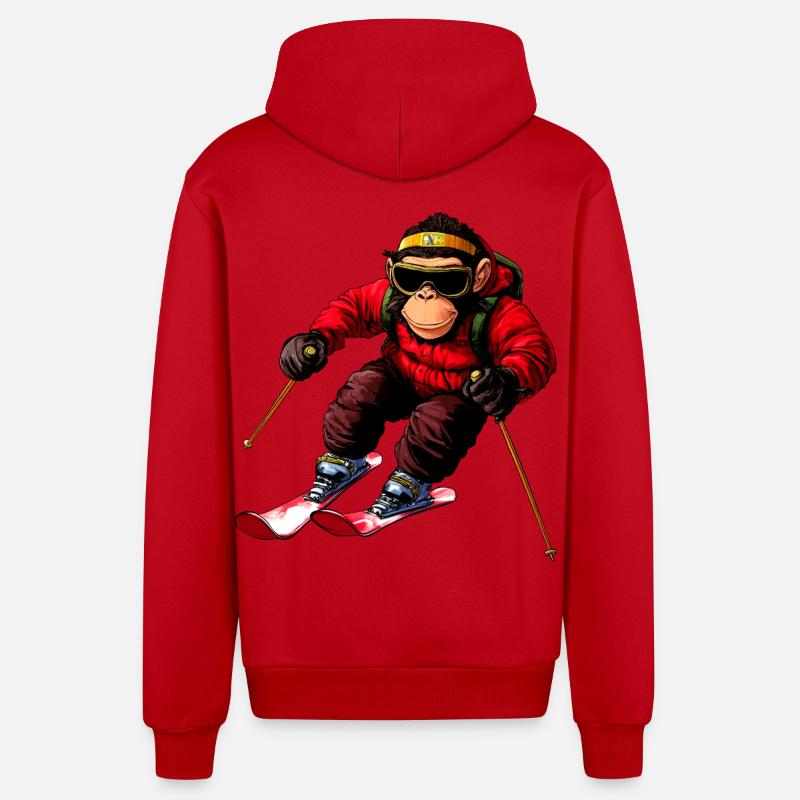 Ski de singe - Veste à capuche bio décontractée fabriquée en UE - rouge