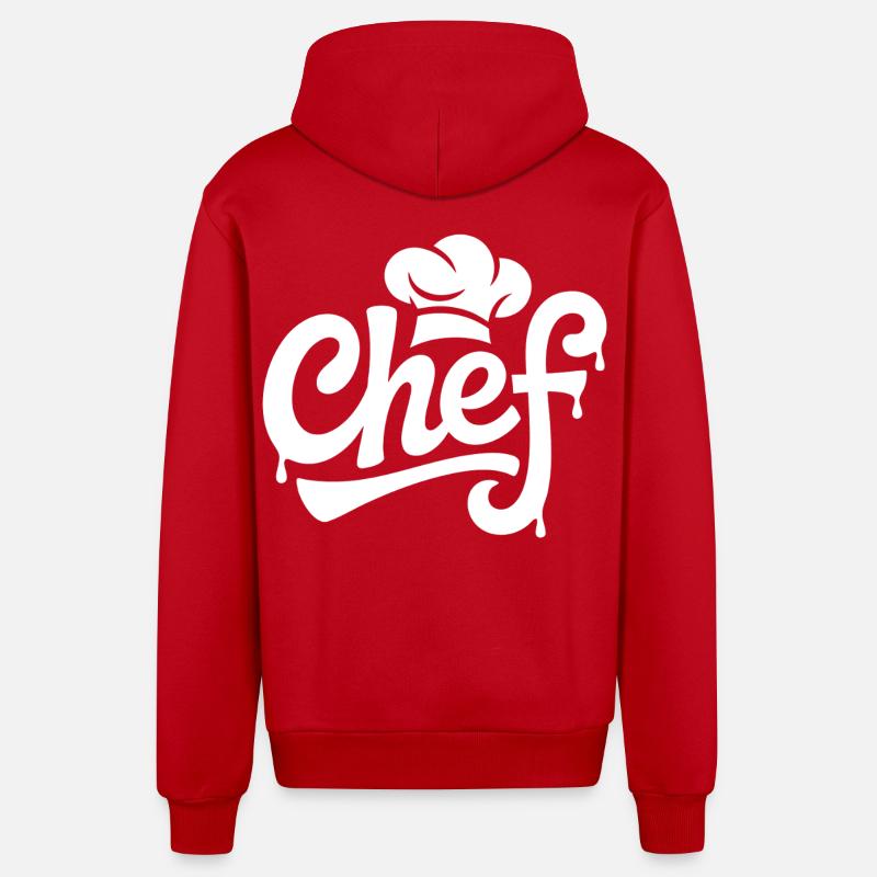Chef Graffiti Kitchen Logo - Organic Relaxed Hooded Jacket Made in EU - red