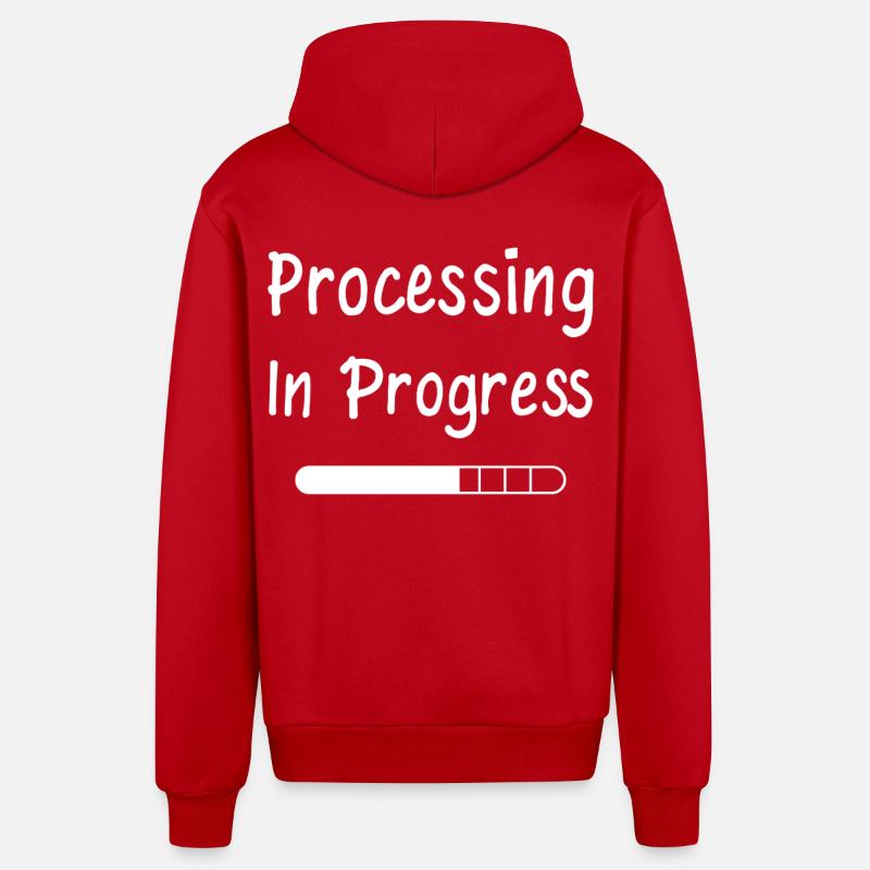 Processing In Progress Ladebalken Statement - Organic Relaxed Kapuzenjacke Made in EU - Rot