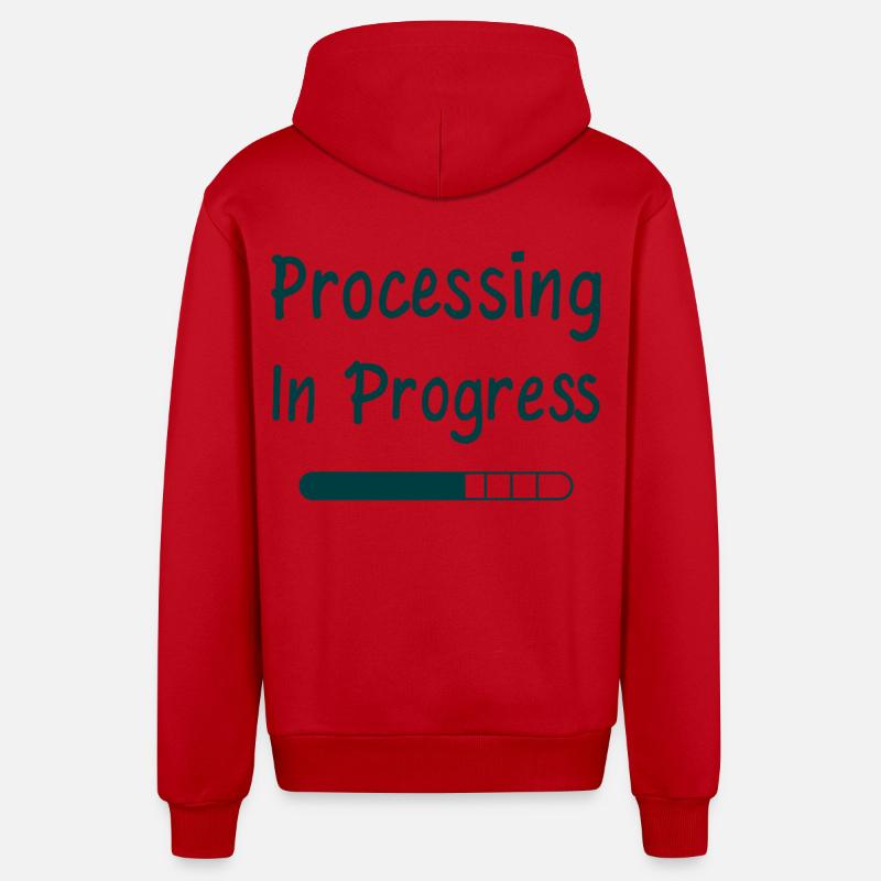 Processing In Progress Loading Bar Statement - Organic Relaxed Hooded Jacket Made in EU - red