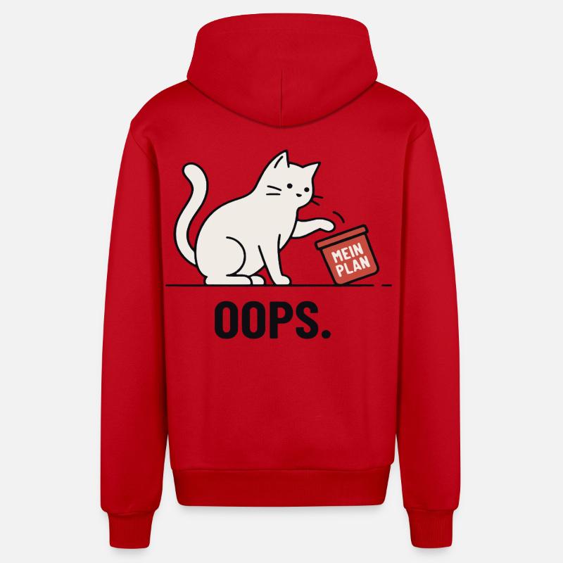 Mon plan... Oups – Chat drôle - Veste à capuche bio décontractée fabriquée en UE - rouge