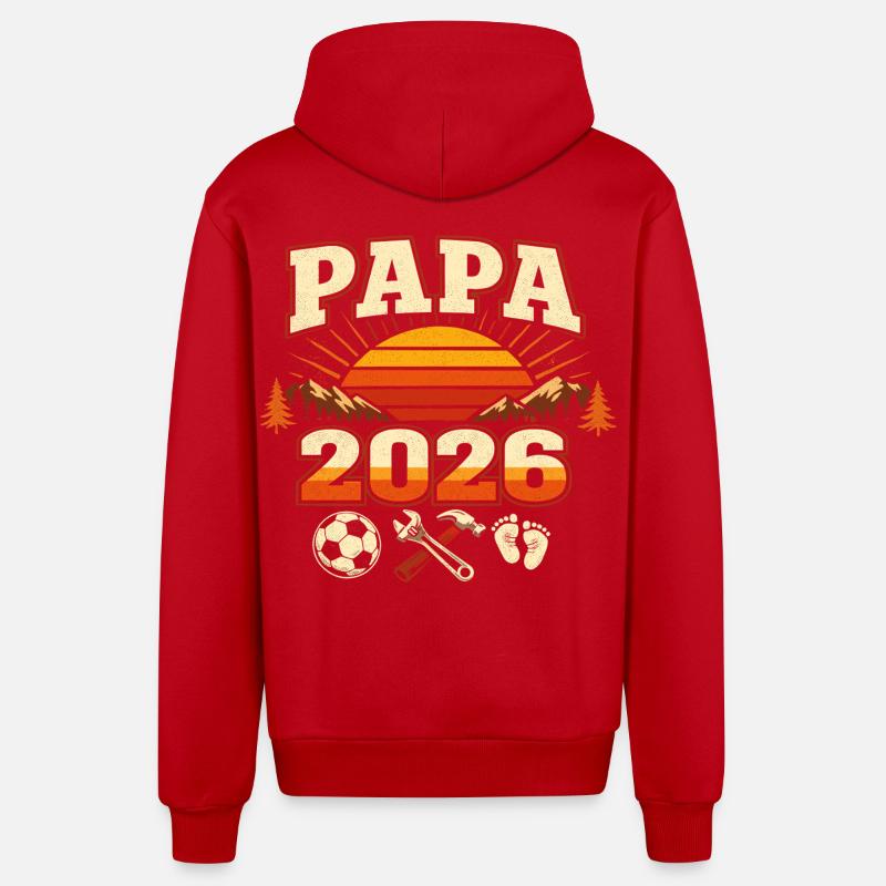 Papa 2026 Loading Geschenk Werdender Vater - Organic Relaxed Kapuzenjacke Made in EU - Rot