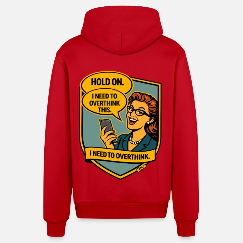 Stop – Repense Overthinker Comic - Veste à capuche bio décontractée fabriquée en UE - rouge