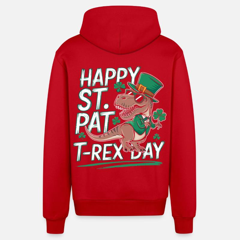 T-Rex pour la Saint-Patrick - Veste à capuche bio décontractée fabriquée en UE - rouge