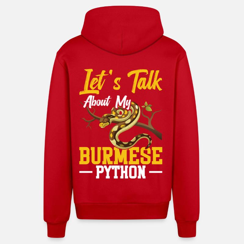 Burmesischer Python-Besitzer Schlangenterrarium Hide Python - Organic Relaxed Kapuzenjacke Made in EU - Rot