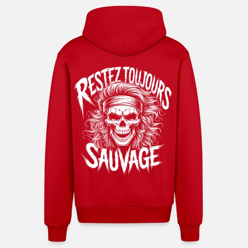 Restez Sauvage Toujours Skull - Veste à capuche bio décontractée fabriquée en UE - rouge