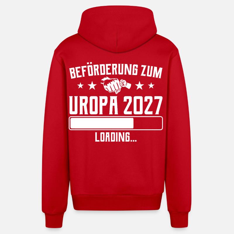 Werdender Uropa 2027 Beförderung Loading - Organic Relaxed Kapuzenjacke Made in EU - Rot