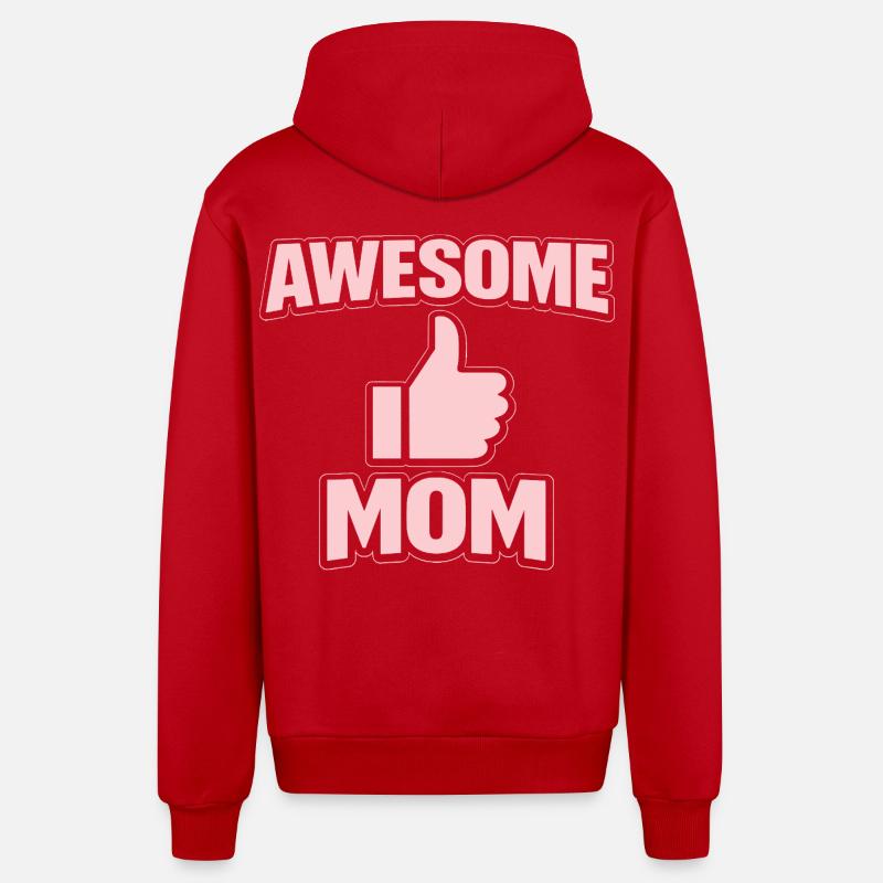 AWESOME MOM – Pink Cool Statement  - Organic Relaxed Kapuzenjacke Made in EU - Rot
