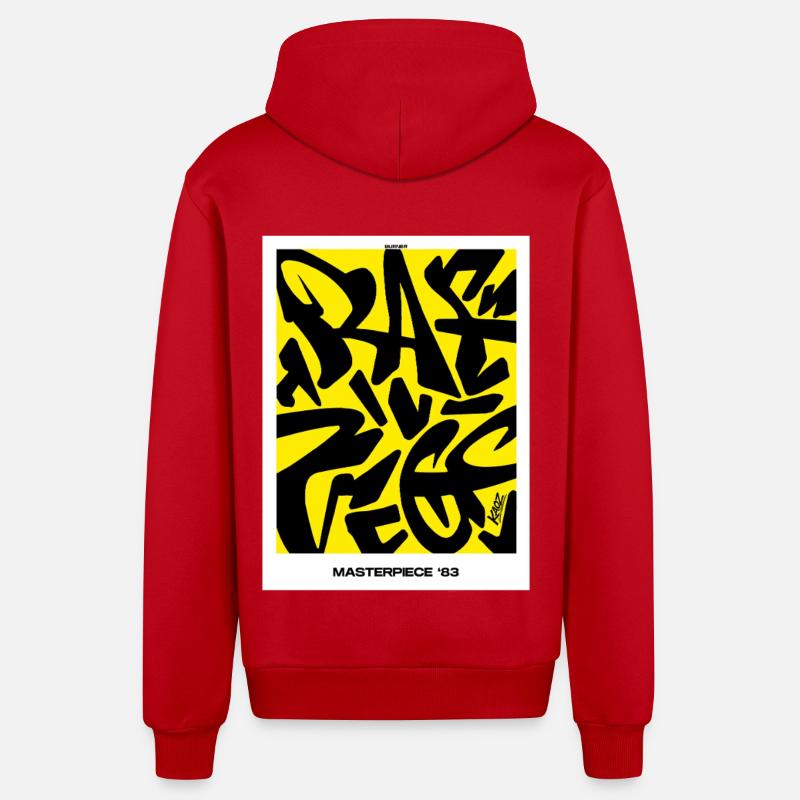 Chef-d’œuvre 83 : graffiti jaune-noir - Veste à capuche bio décontractée fabriquée en UE - rouge