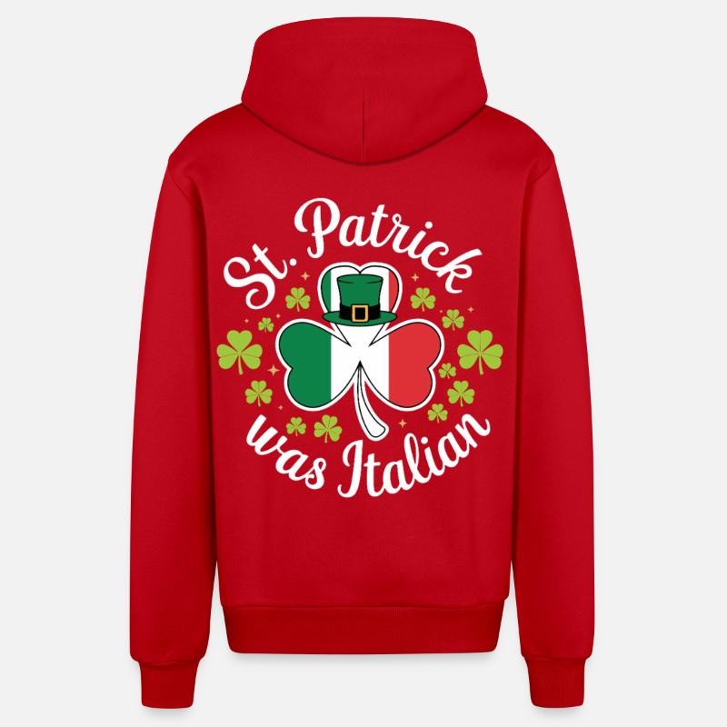 Saint Patrick était italien - Veste à capuche bio décontractée fabriquée en UE - rouge