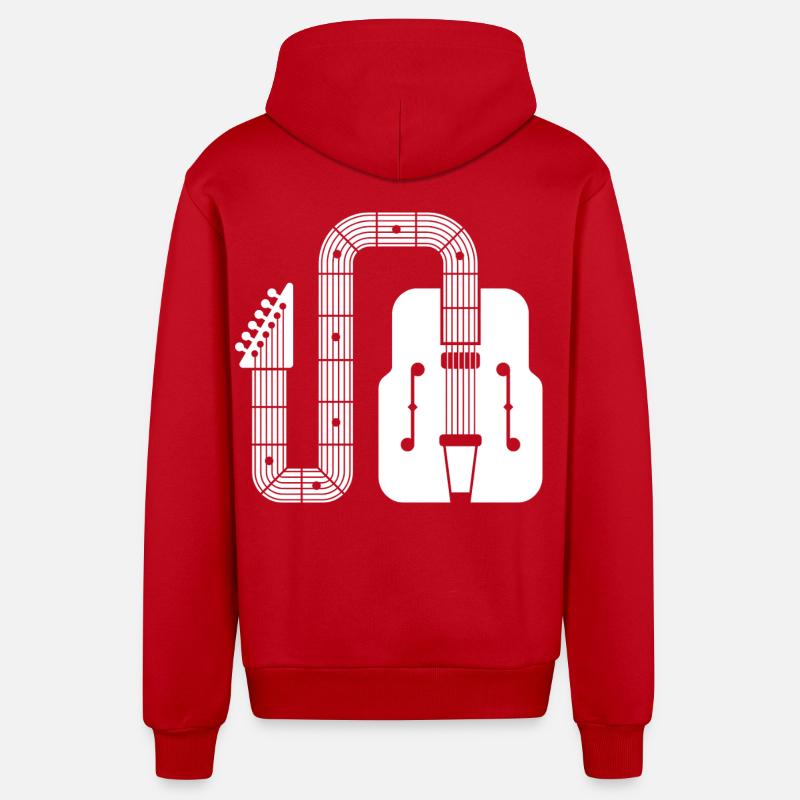 Forme abstraite Guitare rétro - Veste à capuche bio décontractée fabriquée en UE - rouge