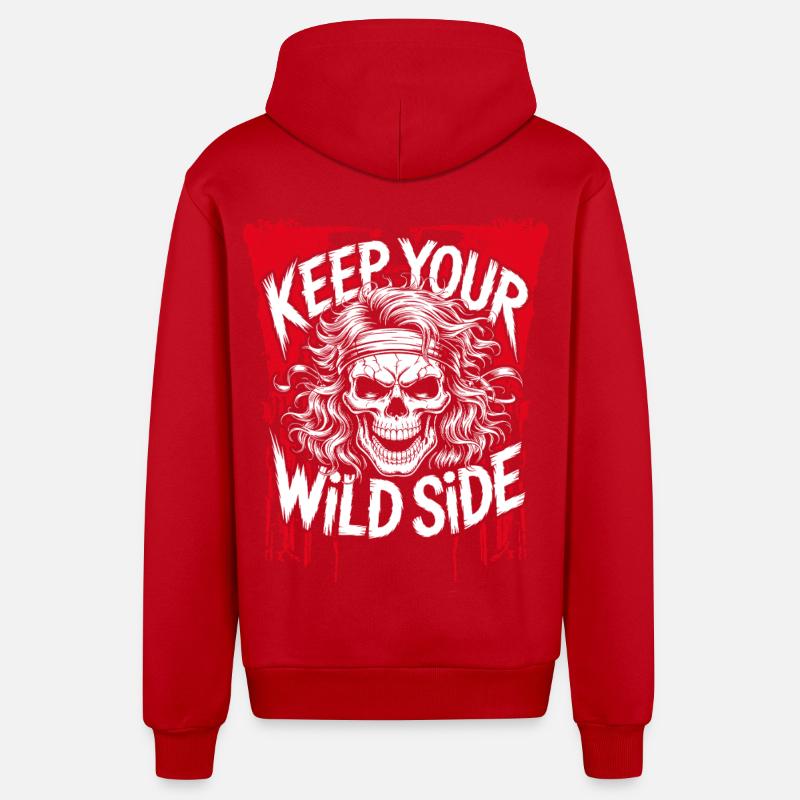 Garde ton côté sauvage - Veste à capuche bio décontractée fabriquée en UE - rouge