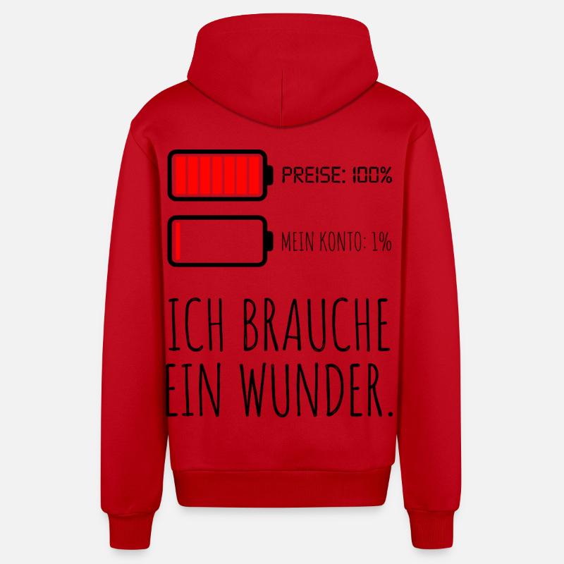 Prix, 100 % Mon compte 1 % - Veste à capuche bio décontractée fabriquée en UE - rouge