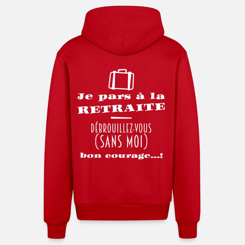Bientôt la Retraite (texte blanc) - Veste à capuche bio décontractée fabriquée en UE - rouge