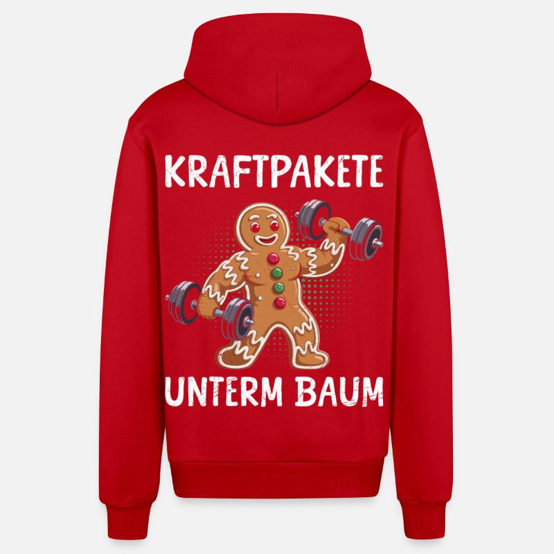Gingerbread Man PUISSANCES SOUS L’ARBRE Drôle - Veste à capuche bio décontractée fabriquée en UE - rouge