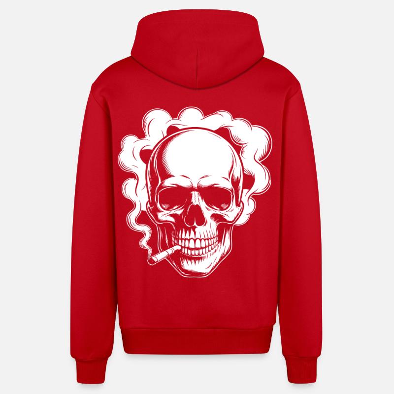 Conception du crâne fumant - Veste à capuche bio décontractée fabriquée en UE - rouge