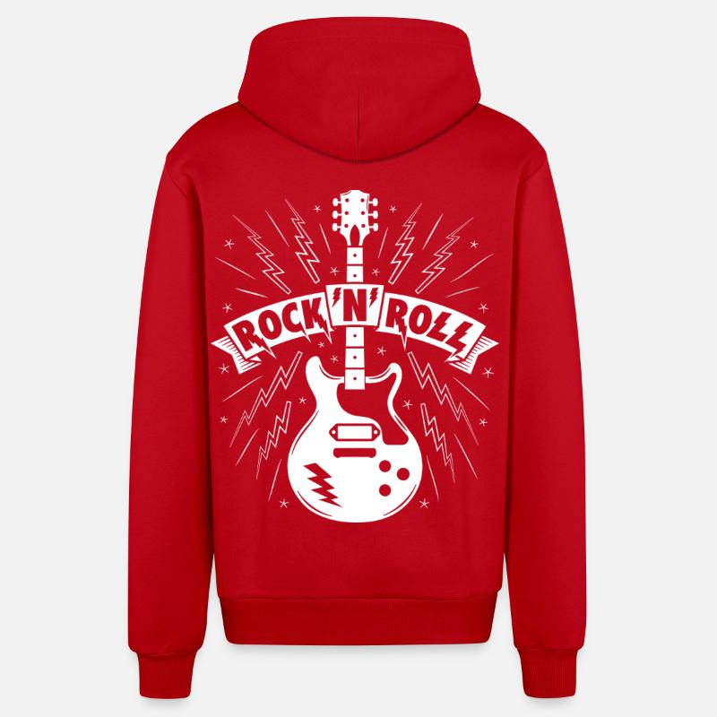 Bannière Rock’N’Roll avec guitare - Veste à capuche bio décontractée fabriquée en UE - rouge
