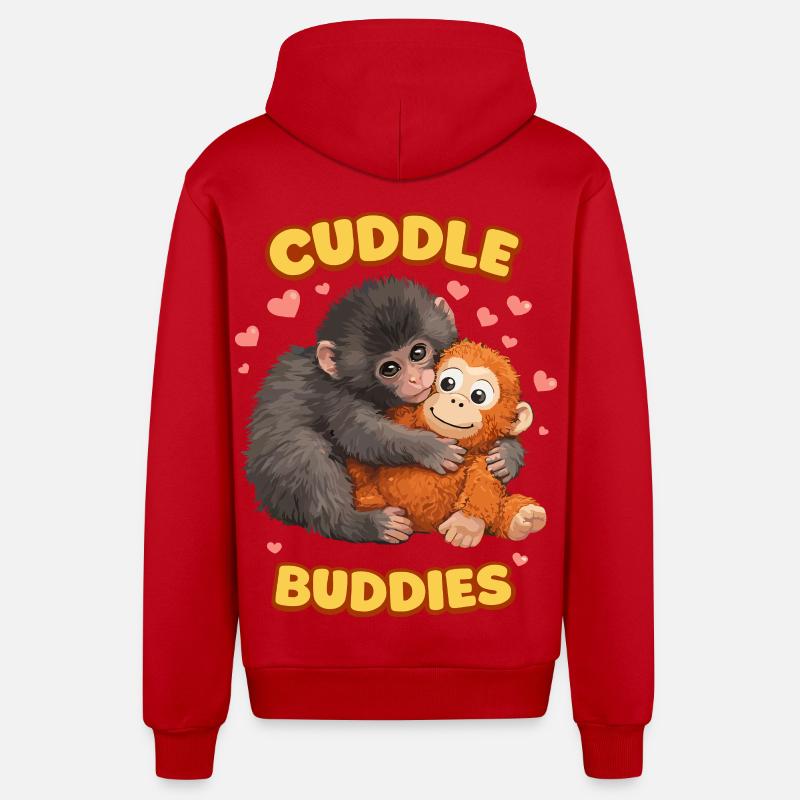 Frappe le singe - Veste à capuche bio décontractée fabriquée en UE - rouge