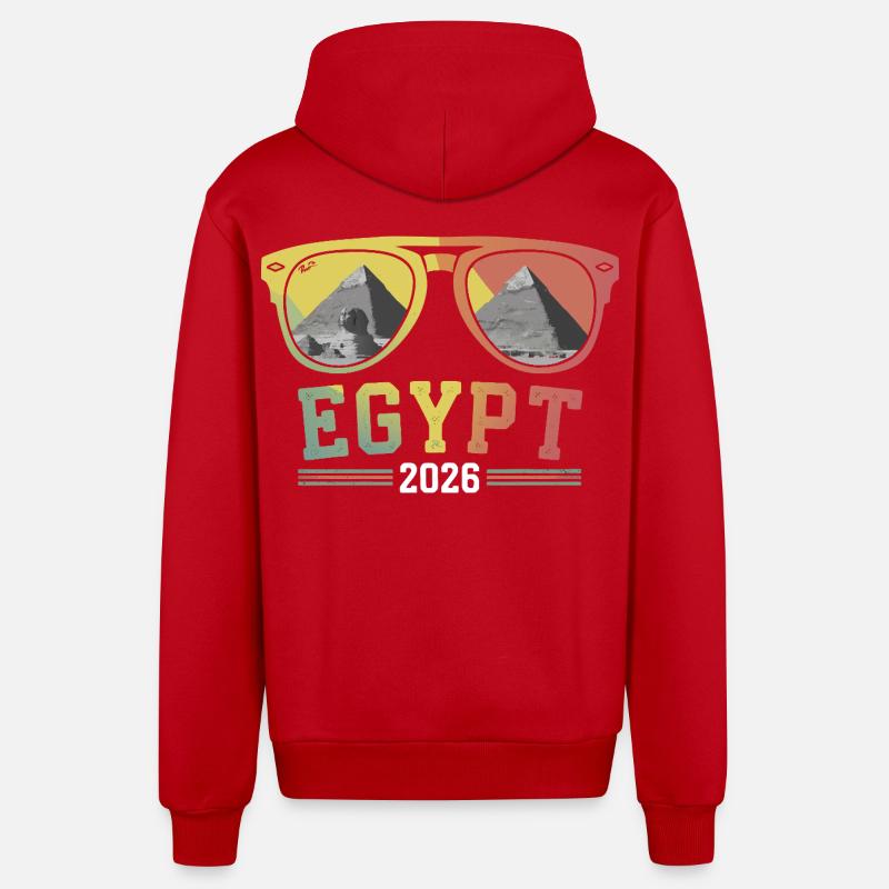 Vacances en Égypte 2026 Pyramides - Veste à capuche bio décontractée fabriquée en UE - rouge
