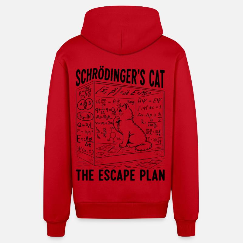 Le Chat de Schrödinger Le Plan d’évasion - Veste à capuche bio décontractée fabriquée en UE - rouge