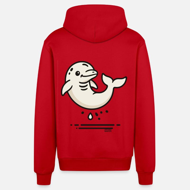 Dauphin mignon dans le style comic - Veste à capuche bio décontractée fabriquée en UE - rouge