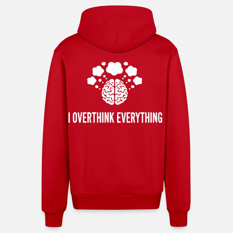 I Overthink Everything Brain - Organic Relaxed Hooded Jacket Made in EU - red