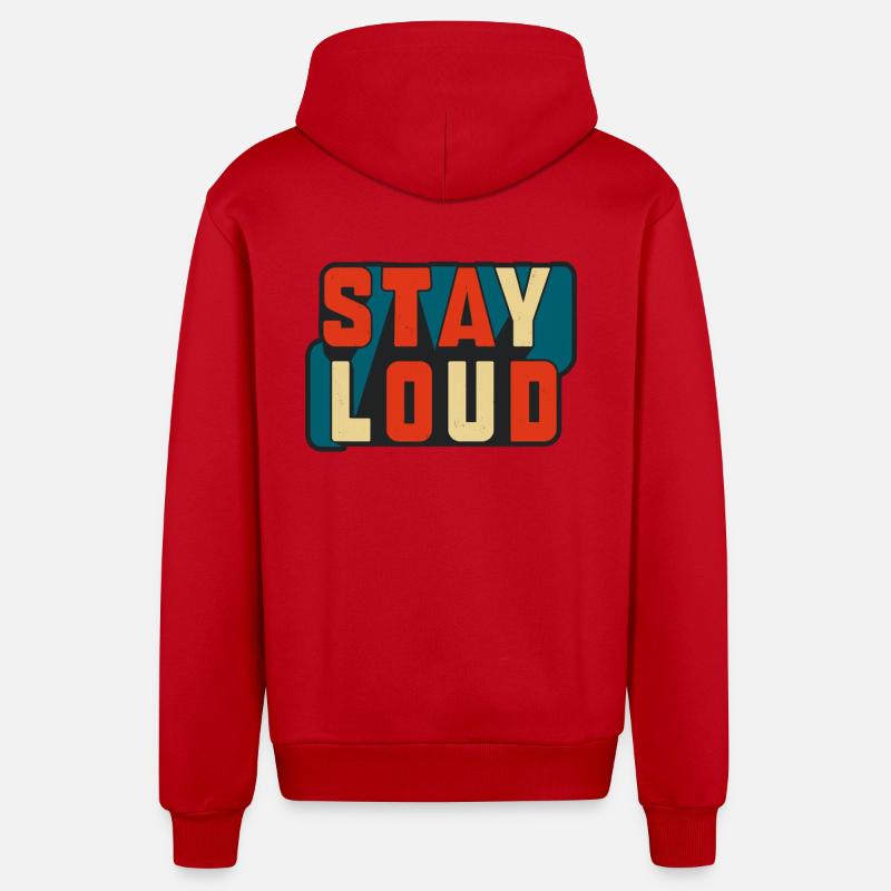 Reste bruyant Texte rétro de blocs - Veste à capuche bio décontractée fabriquée en UE - rouge