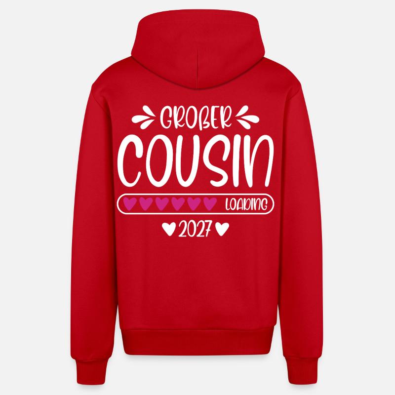 Großer Cousin 2027 loading - Organic Relaxed Kapuzenjacke Made in EU - Rot