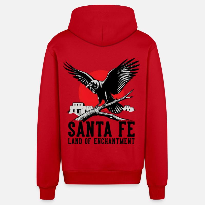 Coucher de soleil à Santa Fe - Veste à capuche bio décontractée fabriquée en UE - rouge
