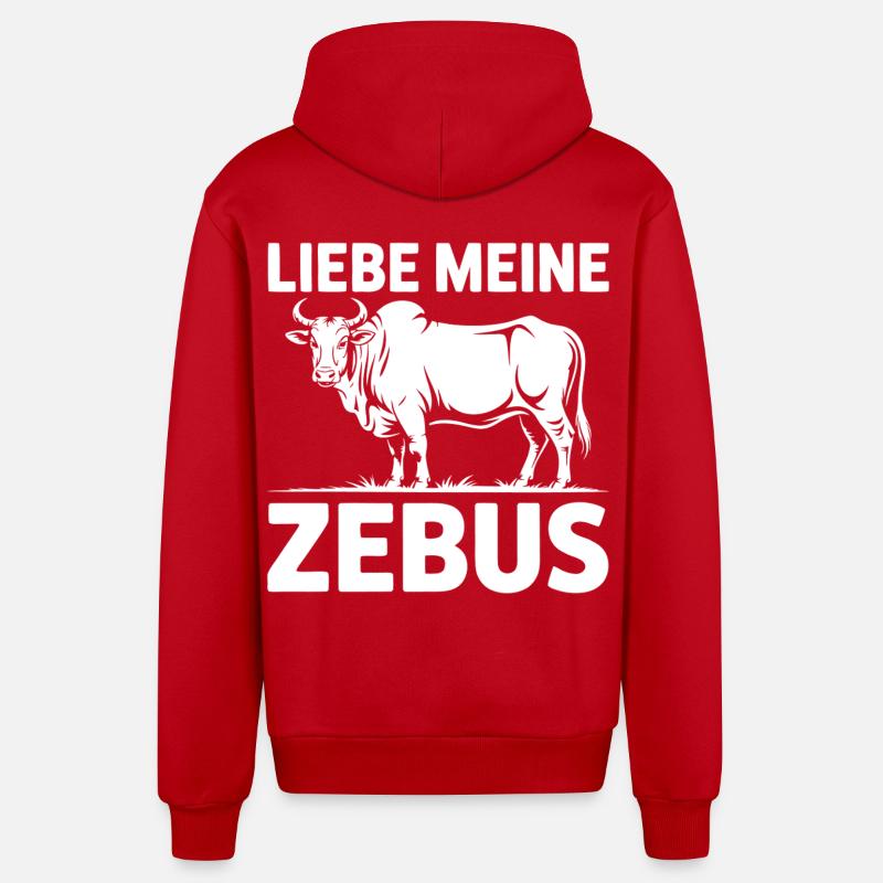 J’adore mon Zebus - Veste à capuche bio décontractée fabriquée en UE - rouge