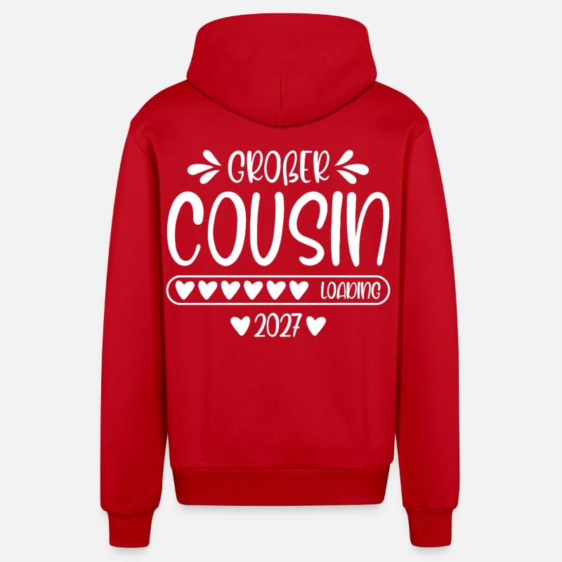 Big Cousin 2027 loading - Organic Relaxed Hooded Jacket Made in EU - red