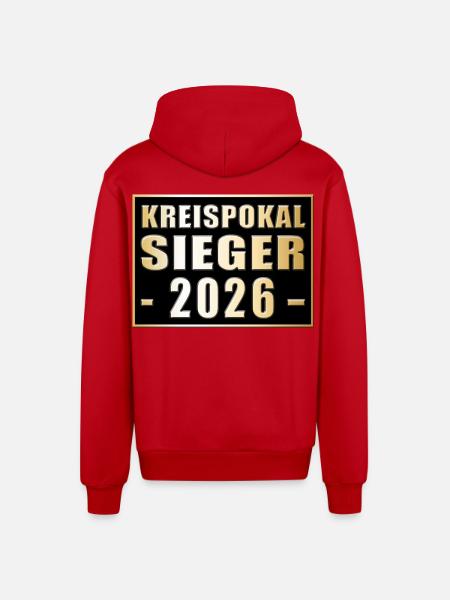 District Cup Winner 2026 - Organic Relaxed Hooded Jacket Made in EU - red