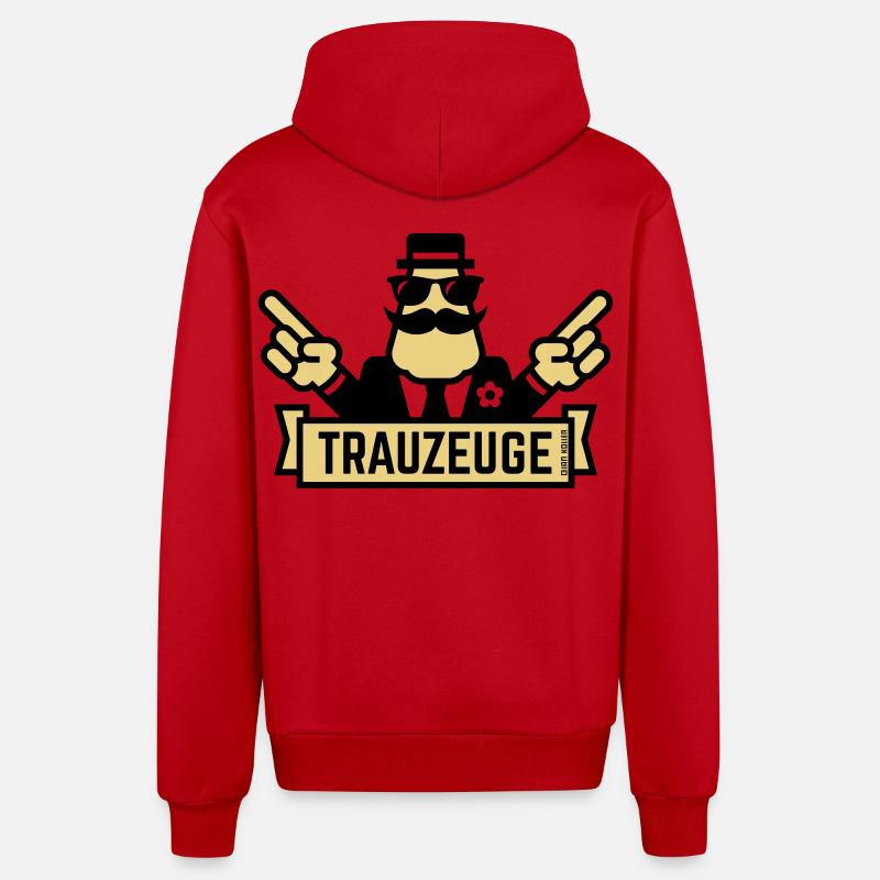 Gesto con la mano da testimone (addio al celibato/addio al celibato / 2C) - Felpa con cappuccio ecologica casual Made in UE - rosso